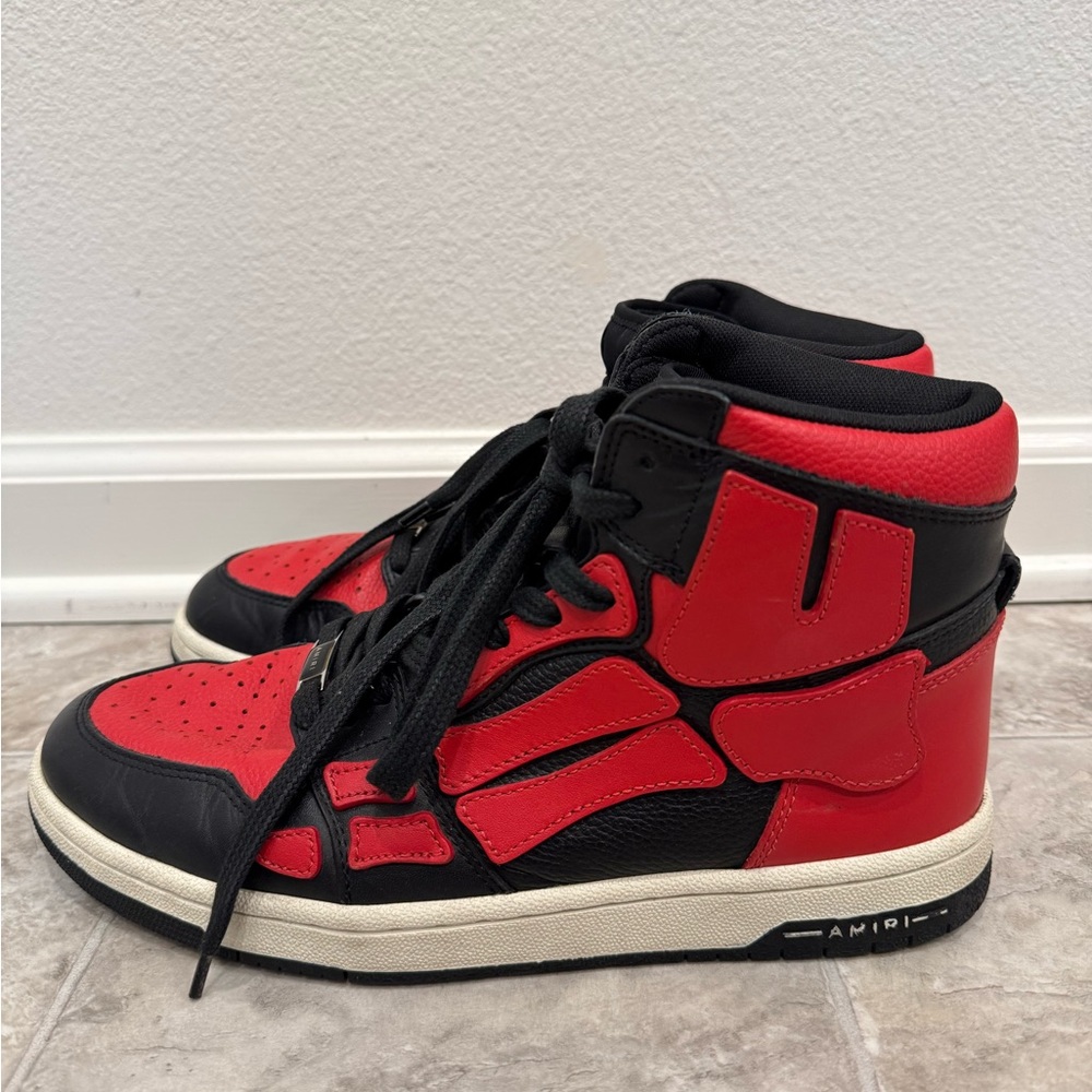AMIRI Red and Black High-Top Sneakers